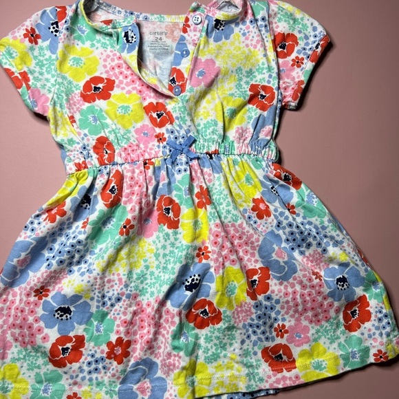 Carter's Blue and Yellow Ruffled Sundress V-neck Casual - Picture 1 of 4